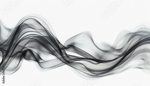 Heather gray swirling wave abstract, sharply defined against a white background, HD clarity. photo