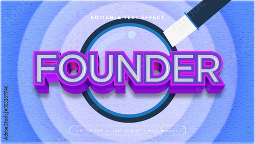 Blue white and purple violet founder 3d editable text effect - font style