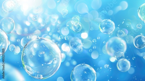 Colorful bubbles floating in the air, suitable for various concepts and designs