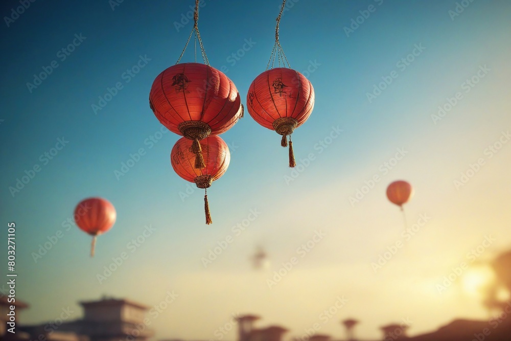Obraz premium chinese red lanterns