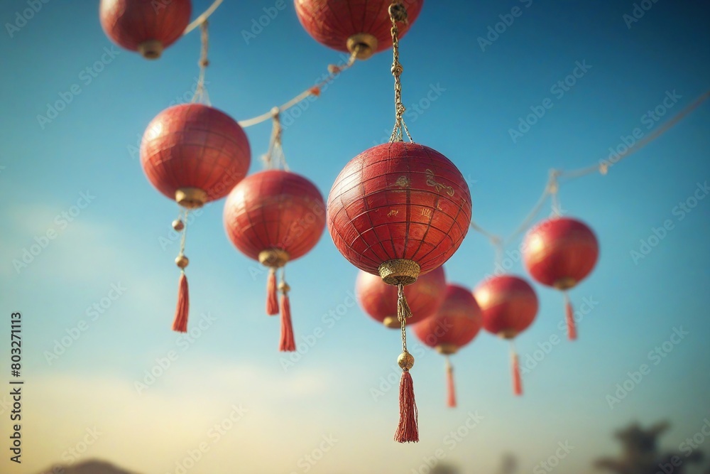 Obraz premium chinese red lanterns