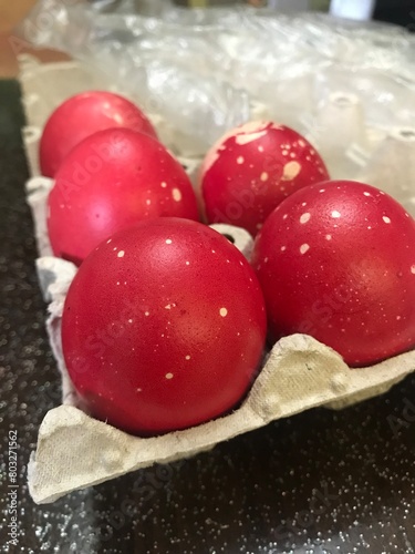 Red Easter eggs. Happy Easter 