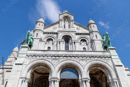 The Sacré-Cœur is a basilica on top of Montmartre hill (Paris, France). The temple, dedicated to the Sacred Heart of Jesus. 