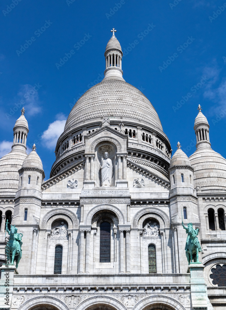 The Sacré-Cœur is a basilica on top of Montmartre hill (Paris, France). The temple, dedicated to the Sacred Heart of Jesus. 