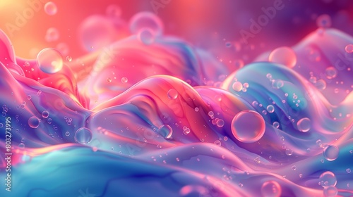 Abstract background pink - blue fluid bubbles