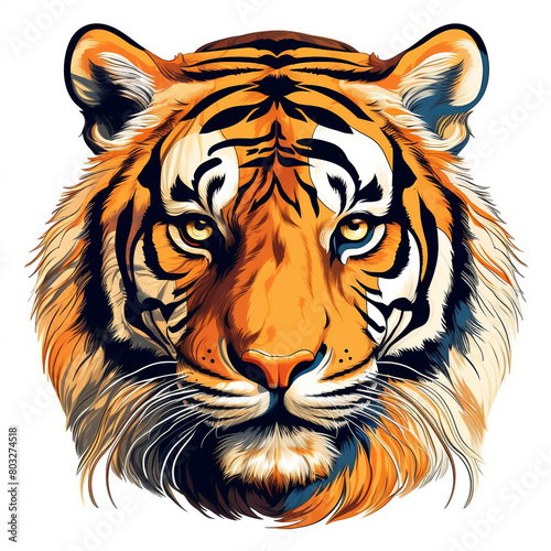 stylized tiger head drawn in vector style3