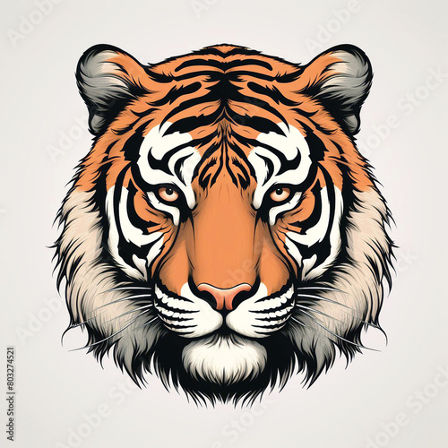 stylized tiger head drawn in vector style1 © Sankapro