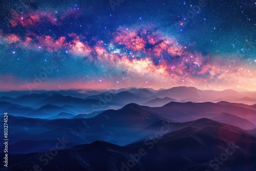 Majestic mountain range under a sky full of stars, suitable for nature and landscape backgrounds