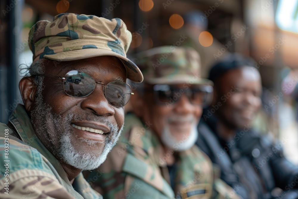 Joyful African American Military Men Celebrating Together in Unity and Pride, Radiating Happiness and Camaraderie