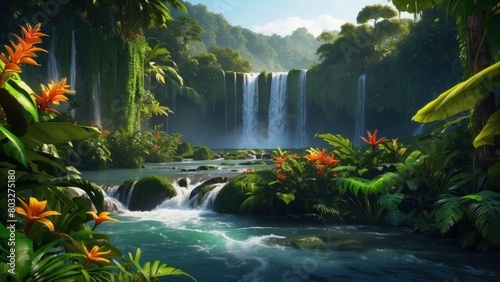 Beautiful waterfall in exotic land