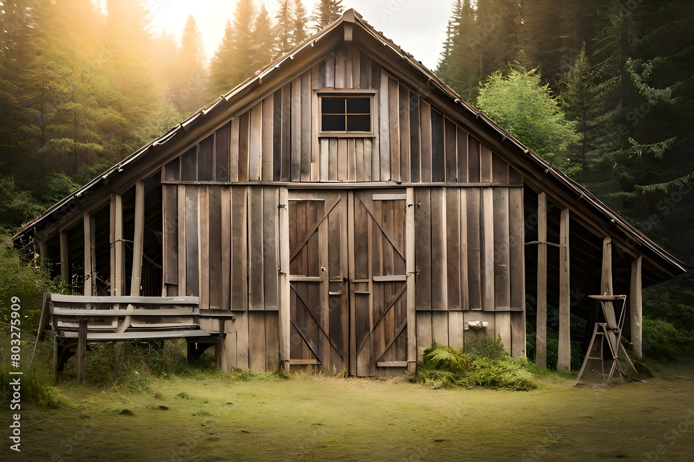 Rustic Barn Nestled in Verdant Forest Rustic Barn Nestled in Verdant Forest