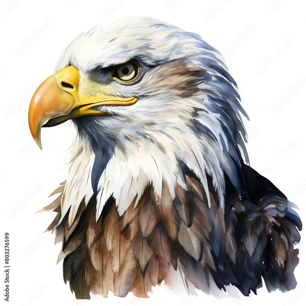 Obraz premium American eagle. Bald eagle clipart. Watercolor illustration. Generative AI. Detailed illustration.