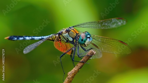 dragonfly insect. dragonfly perched on leaf. Dragonfly with the Latin name orthetrum sabina.