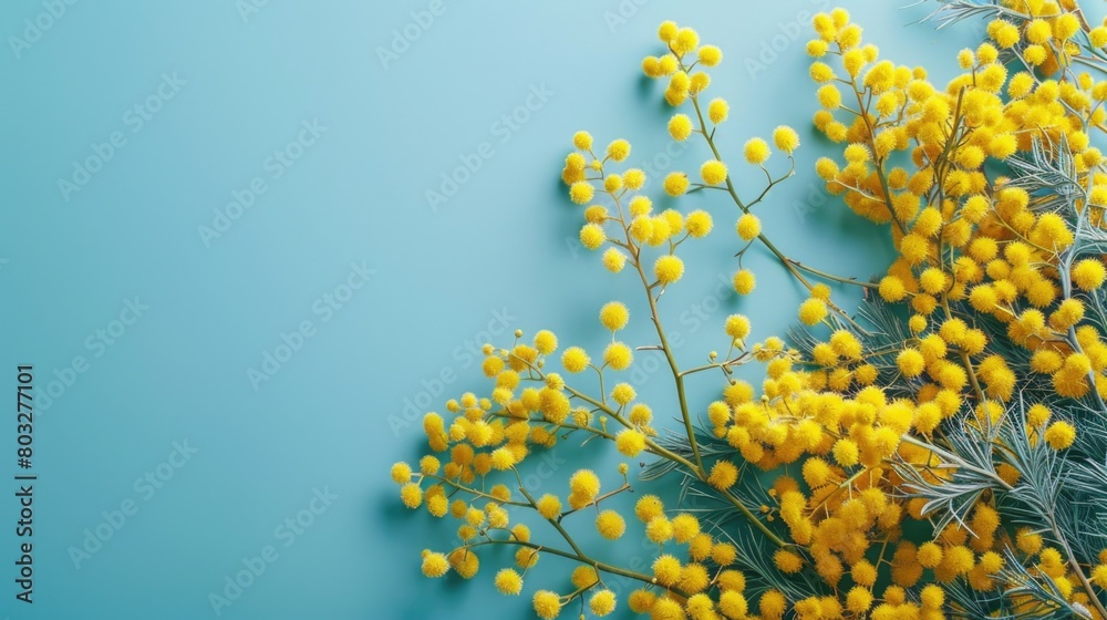 Vibrant yellow flowers contrast beautifully against a bright blue background. Perfect for adding a pop of color to any project