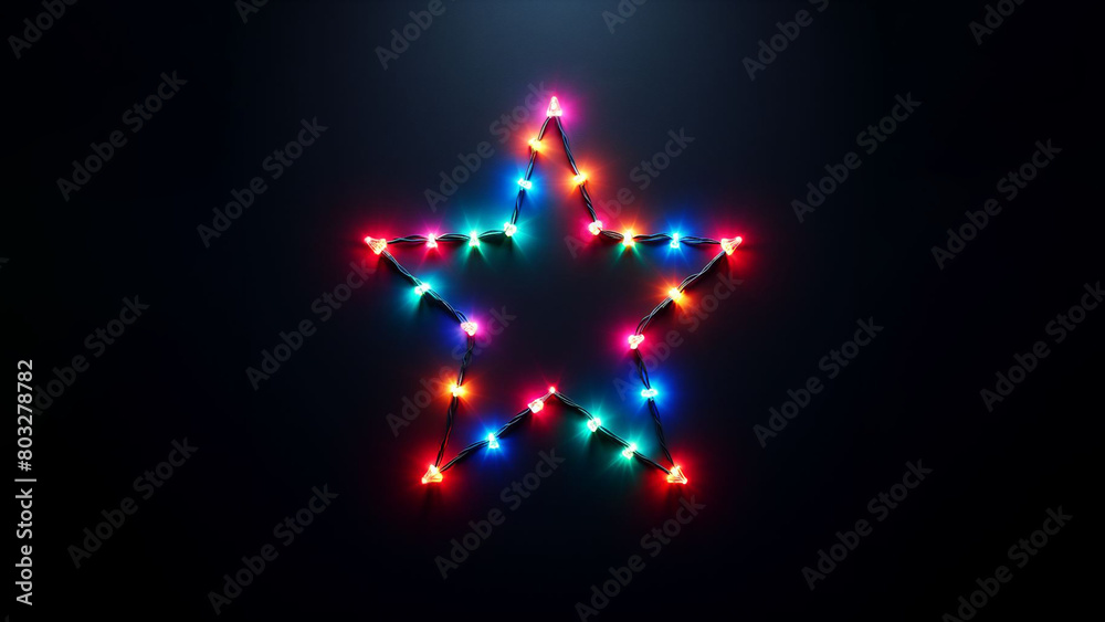Colorful Christmas Lights Arranged in Star Shape