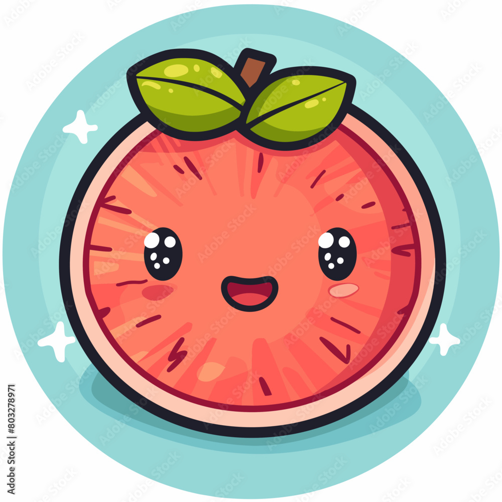 Obraz premium A cartoon Grapefruit with a smiling face on it