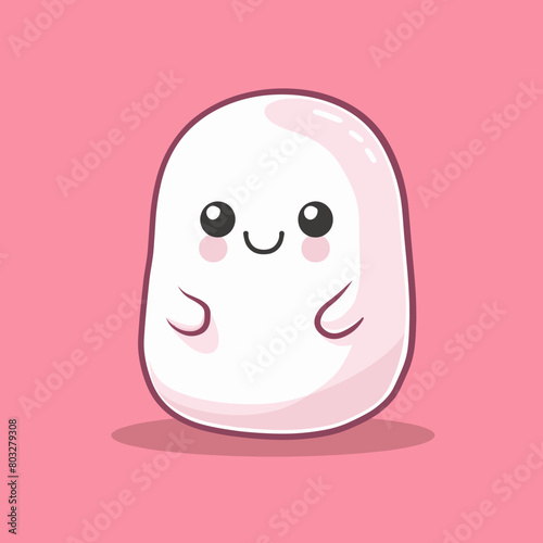 A cute cartoon character made of marshmallows is smiling