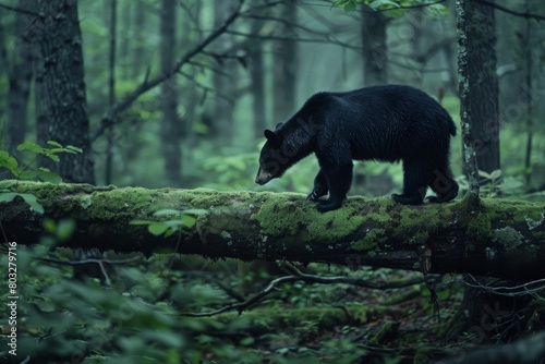 A  black bear in a forest © khalida