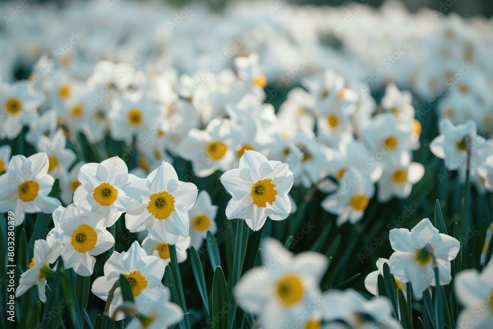 Beautiful field of white and yellow daffodils, perfect for spring-themed designs Beautiful field of white and yellow daffodils, perfect for spring-themed designs