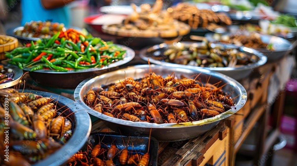 Rich Assortment of Diverse Insect-Based Dishes Showcasing Unique Culinary Traditions and Sustainable Food Choices
