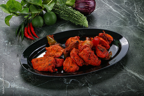 Quadro su tela Indian cuisine - chicken tikka barbecue