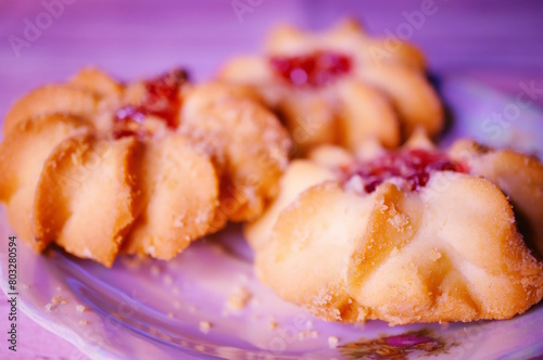 Shortbread cookies with jam. A sweet snack.