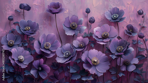 A Painting Showcasing Beautiful Purple Flowers ,
Nature beauty in a bouquet of vibrant, multi colored flowers