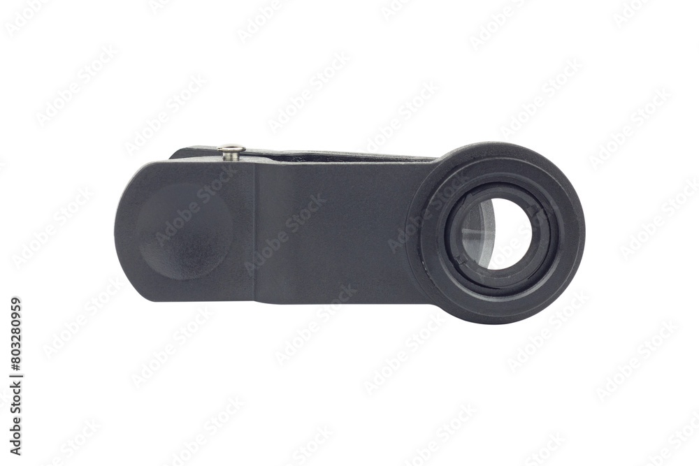 lens with phone mount, isolated from background lens with phone mount, isolated from background