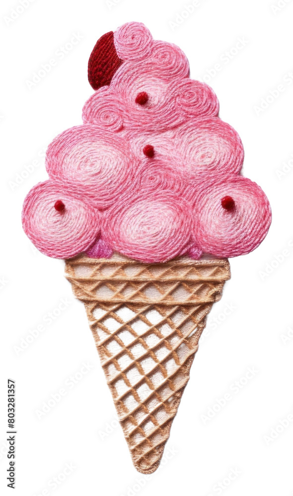 PNG Cute minimal Ice cream in embroidery style dessert food ice cream. PNG Cute minimal Ice cream in embroidery style dessert food ice cream.