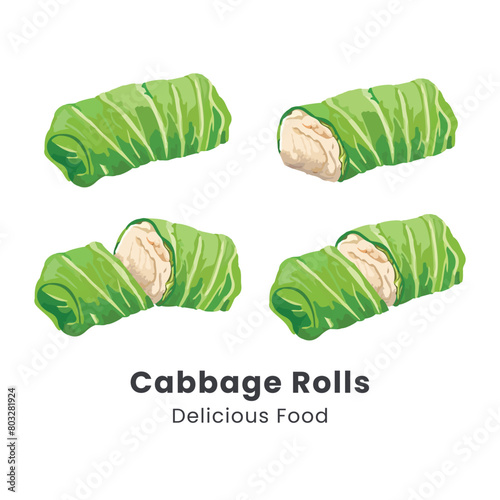 Hand drawn vector illustration of Cabbage Rolls