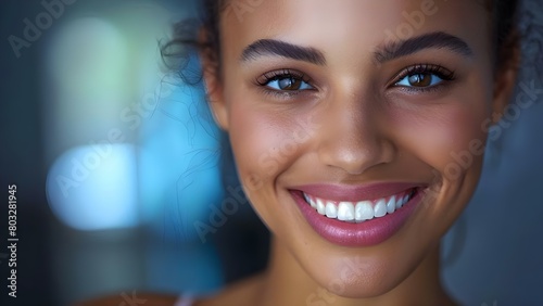 Confident young woman smiling after dental consultation and teeth cleaning. Concept Dentist Visit, Healthy Smile, Oral Hygiene, Dental Care, Self-Confidence