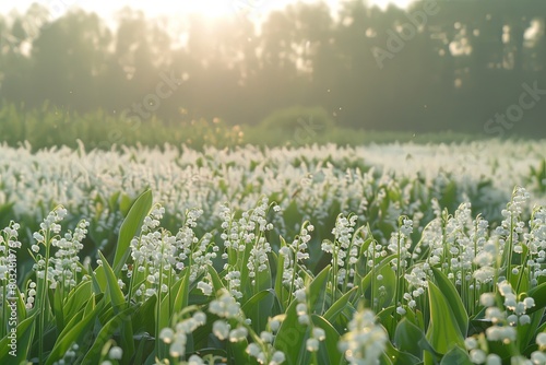 field of lily of the valley flowers 