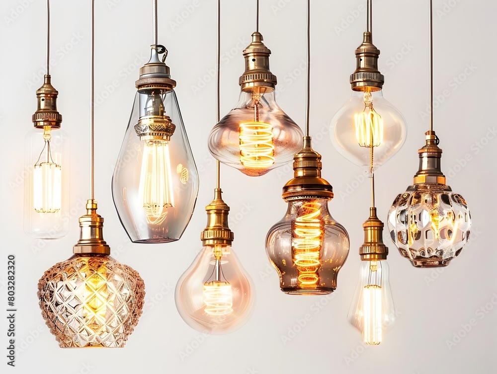 Obraz premium Decorative Lighting Fixtures Hanging on White Background