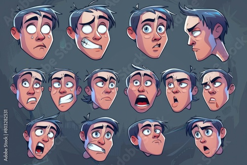 A collection of cartoon faces showing different emotions, suitable for various projects