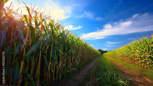 Biofuel crops cover fields like corn sugarcane and switchgrass for renewable fuels. Concept Renewable Energy, Biofuels, Agriculture, Sustainable Farming, Climate Change photo