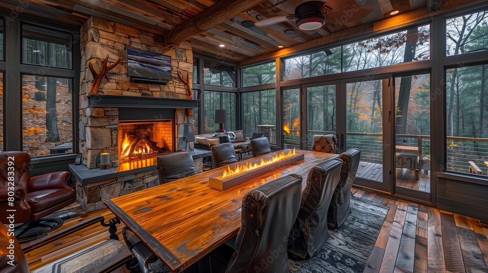 Rustic Retreat Conference Room, generative ai Rustic Retreat Conference Room, generative ai