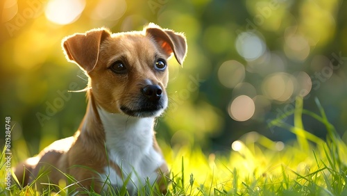 Protecting a Happy Jack Russell Terrier Playing in Grass: Tick Prevention Concept. Concept Jack Russell Terrier, Tick Prevention, Outdoor Play, Pet Health, Grass Protection photo