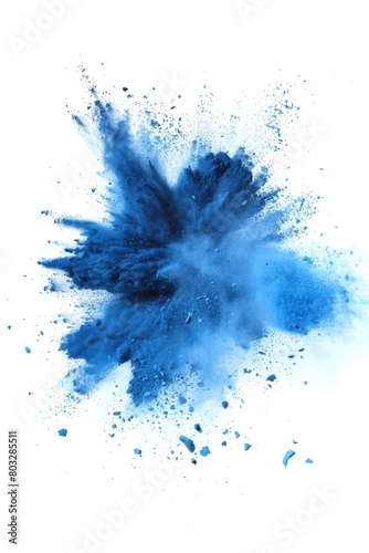 Vibrant blue powder exploding on a clean white background  ideal for creative design projects