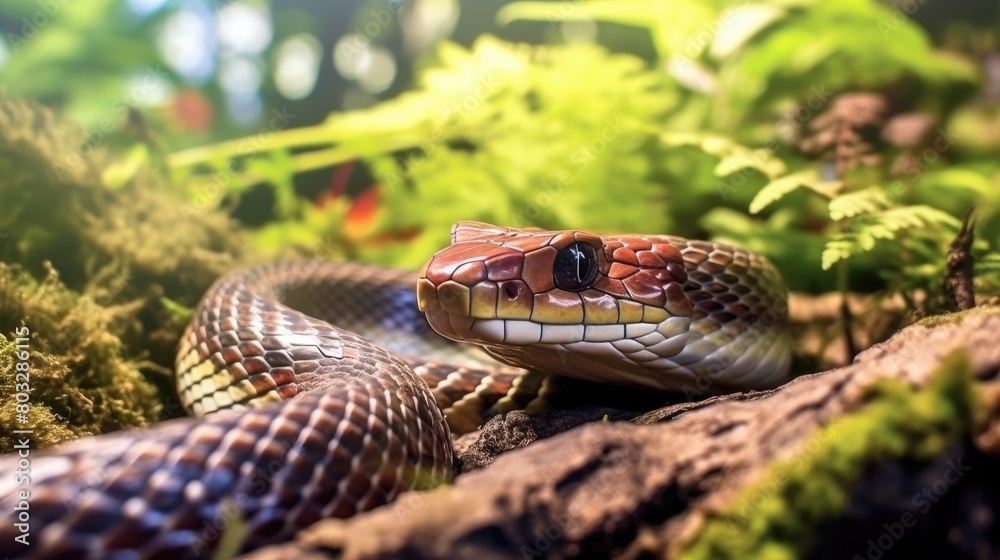 Close up dangerous deadly poisonous cobra snake in the wild Close up dangerous deadly poisonous cobra snake in the wild