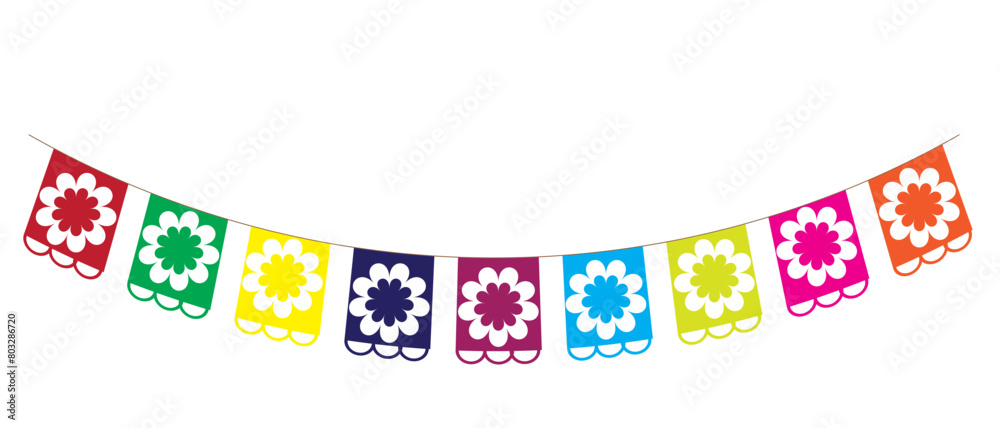 Obraz premium Cinco de Mayo banner with buntings element. Cinco de Mayo paper flag card for celebration party on Mexico holiday. 