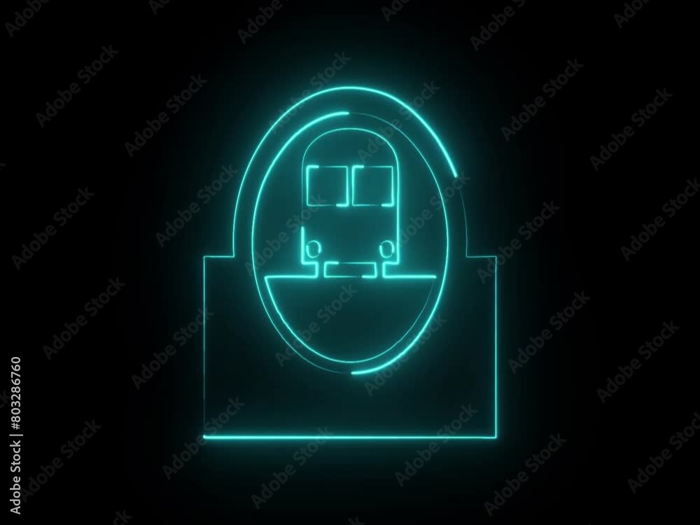 Abstract glowing neon light bus icon animation Abstract glowing neon light bus icon animation
