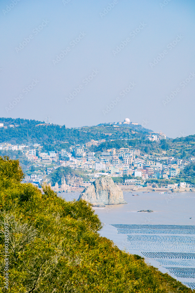 Fototapeta premium Qicai Dongtou Village, Wenzhou City, Zhejiang Province-Fishing Village Scenery and Skyline