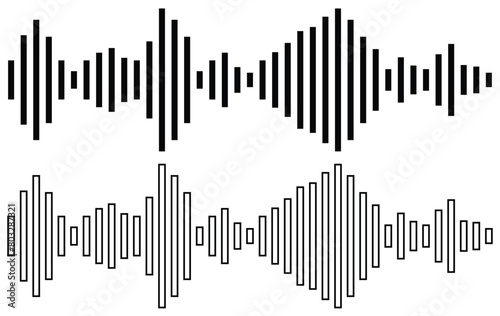 set of Music player sound bar.  Sound waves of voice. Audio speech spectrum noise collection.Record interface. Equalizer icons with soundwave line isolated on white background. collection noise.eps 10