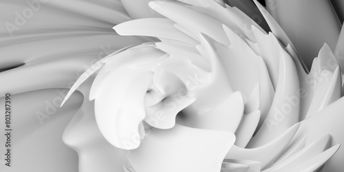 Abstract white swirling structure against a blue background 3d render illustration