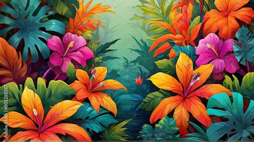 Seamless tropical floral pattern flowers background