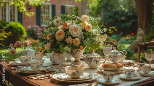 Elegant Garden Tea Affair, generative ai