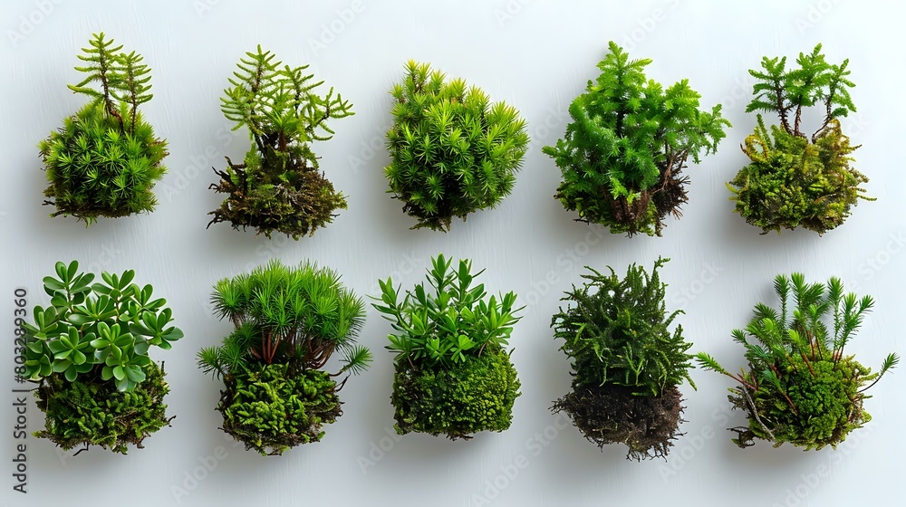 Fototapeta premium Organic Moss Collection on White