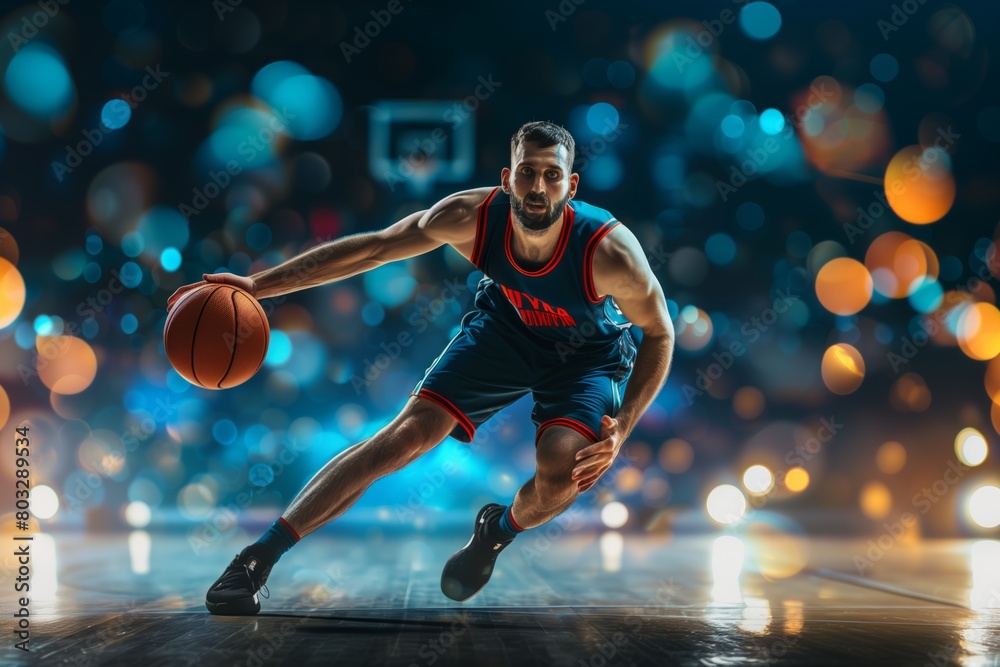 Basketball player in action on court