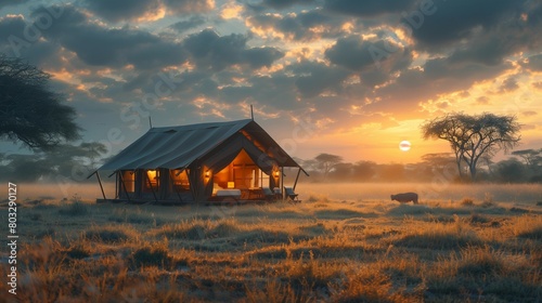 Luxury Safari Living at Sunrise, generative ai
