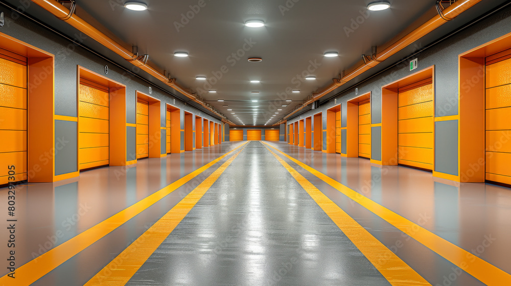 Fototapeta premium Modern Underground Parking Facility During Daytime